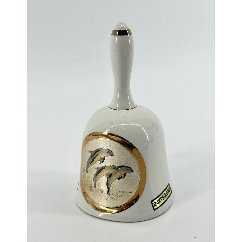 Dynasty Gallery Original Chokin Art Dolphin Bell 24KT Gold Rim Fine China Japan